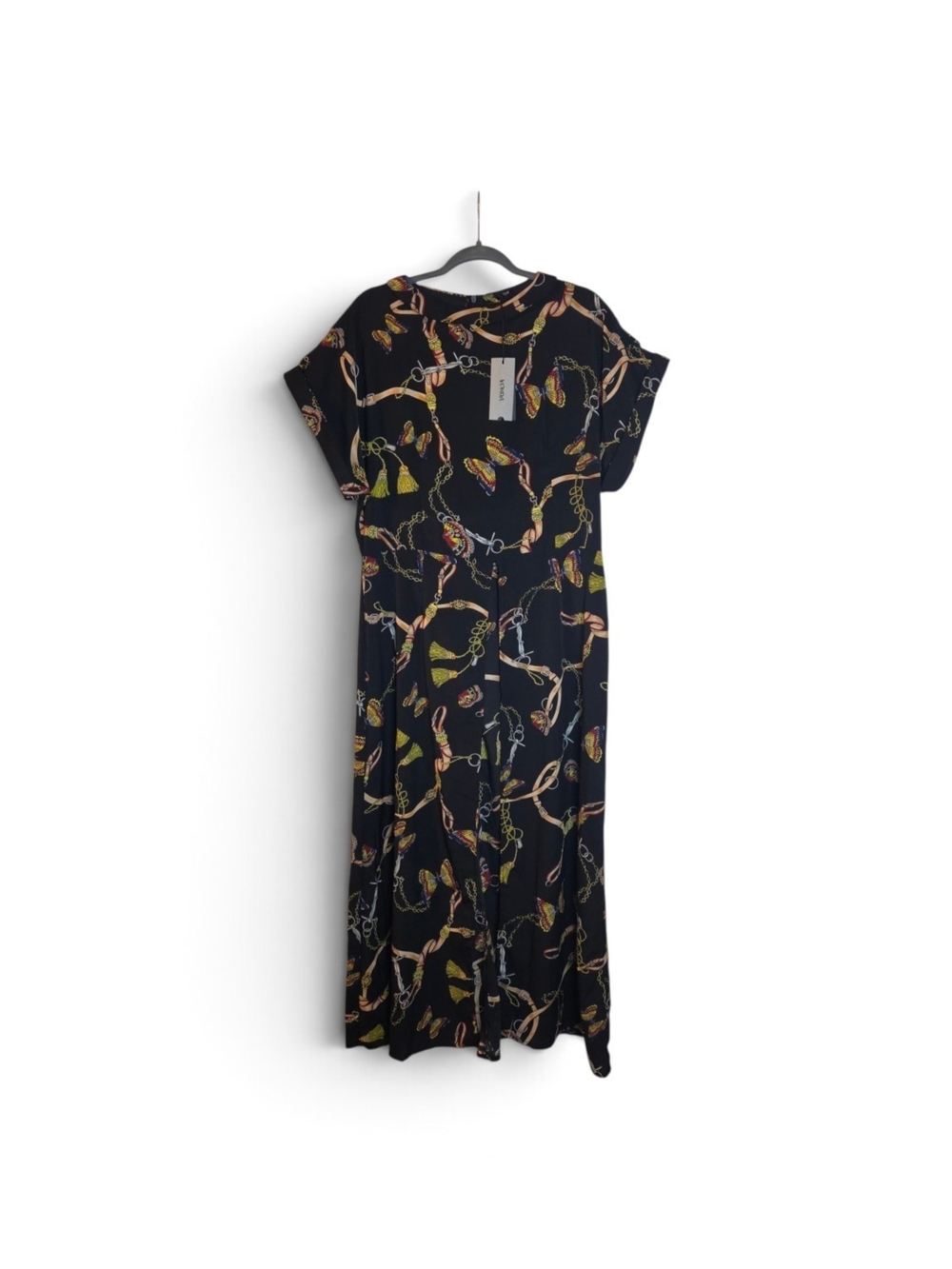 Black Chain & Tassel Print Maxi Dress